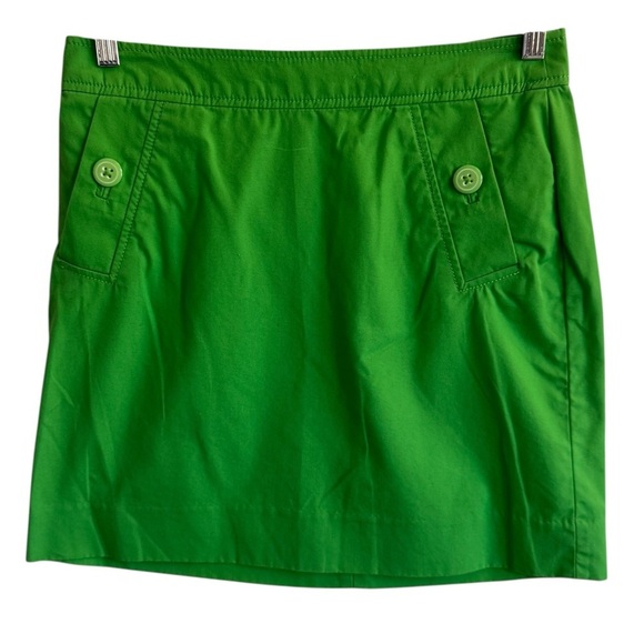 Lilly Pulitzer Kelly Green Button Pocket Cotton Skirt, Size 2 - Picture 1 of 6
